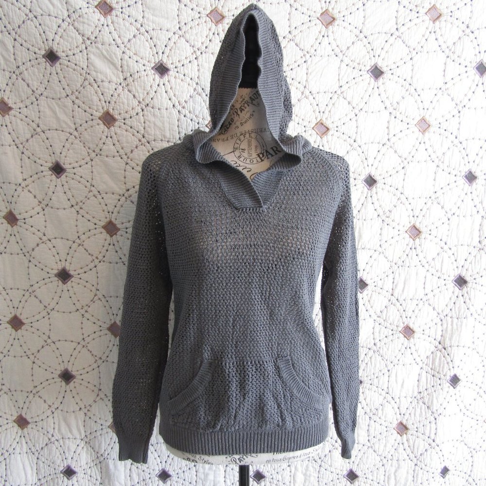 EUC Shirt 469 Grey Open Knit Long Sleeve Top M